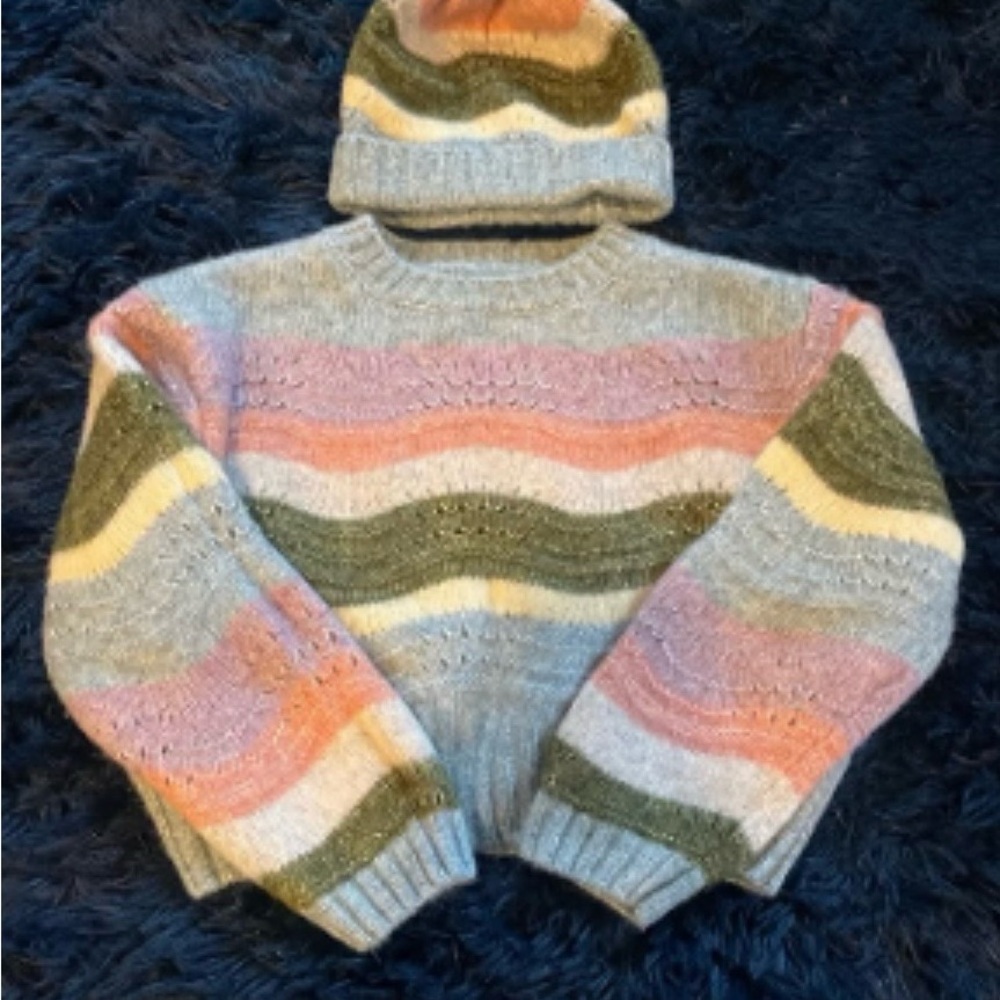 Zara Multicolor Wave Knit Sweater